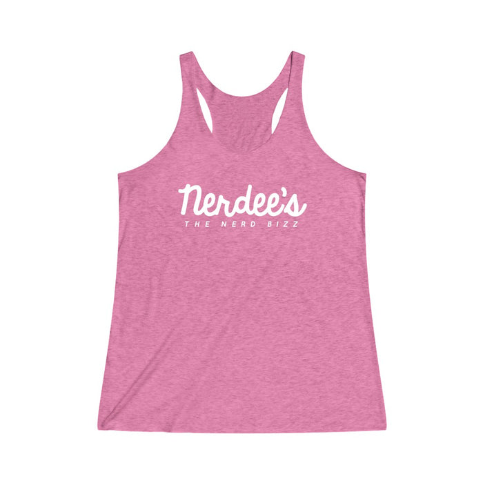 Nerdee's Official Script Logo (WHT) - Women's Tri-Blend Racerback Tank