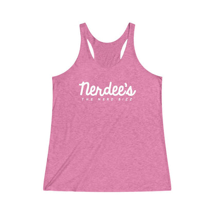 Nerdee's Official Script Logo (WHT) - Women's Tri-Blend Racerback Tank