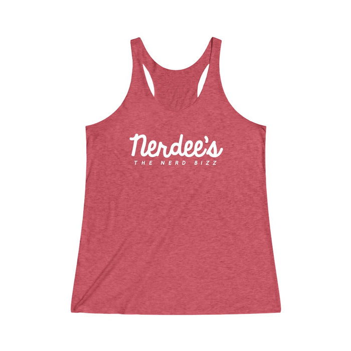 Nerdee's Official Script Logo (WHT) - Women's Tri-Blend Racerback Tank