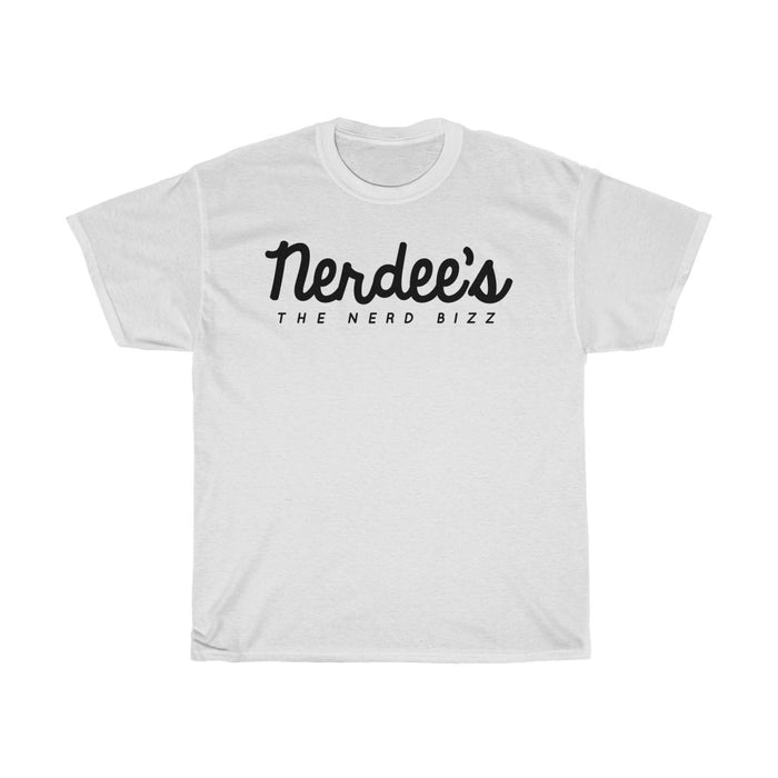 Nerdee's Official Script & "Mr. Smiley" Logo Tee  (Design 01 Front & Back) - Unisex Heavy Cotton Tee