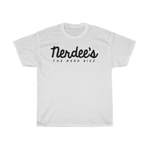 Nerdee's Official Script & "Mr. Smiley" Logo Tee  (Design 01 Front & Back) - Unisex Heavy Cotton Tee