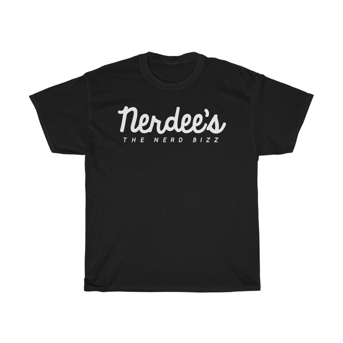 Nerdee's Official Script & "Mr. Smiley" Logo Tee  (Design 01 Front & Back) - Unisex Heavy Cotton Tee