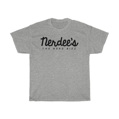 Nerdee's Official Script & "Mr. Smiley" Logo Tee  (Design 01 Front & Back) - Unisex Heavy Cotton Tee