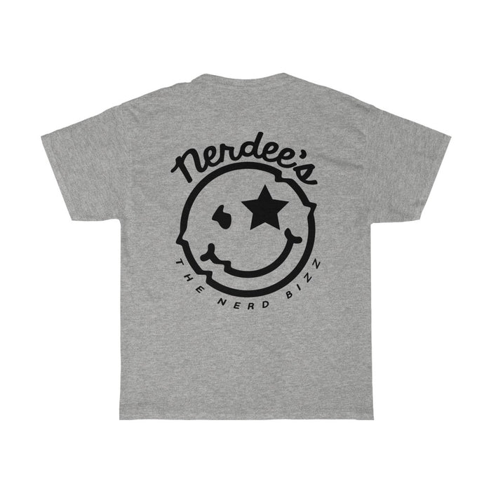Nerdee's Official Script & "Mr. Smiley" Logo Tee  (Design 01 Front & Back) - Unisex Heavy Cotton Tee