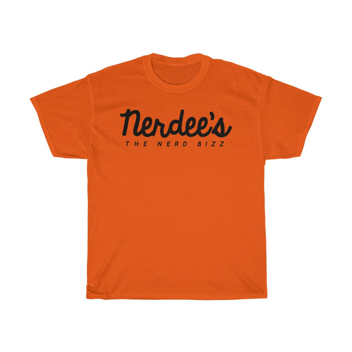 Nerdee's Official Script & "Mr. Smiley" Logo Tee  (Design 01 Front & Back) - Unisex Heavy Cotton Tee
