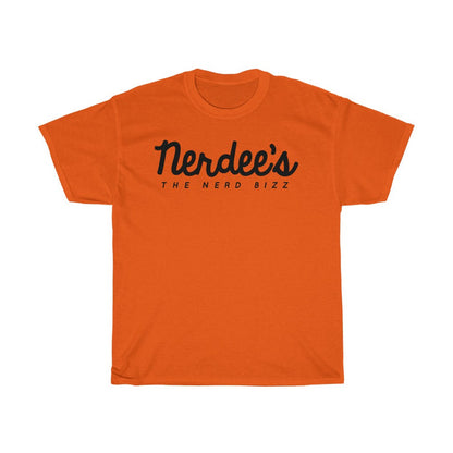 Nerdee's Official Script & "Mr. Smiley" Logo Tee  (Design 01 Front & Back) - Unisex Heavy Cotton Tee