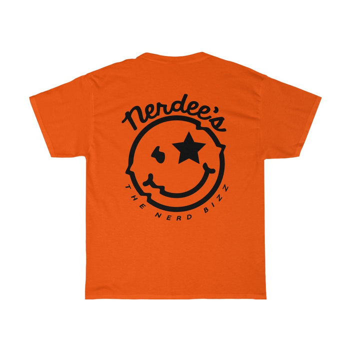 Nerdee's Official Script & "Mr. Smiley" Logo Tee  (Design 01 Front & Back) - Unisex Heavy Cotton Tee