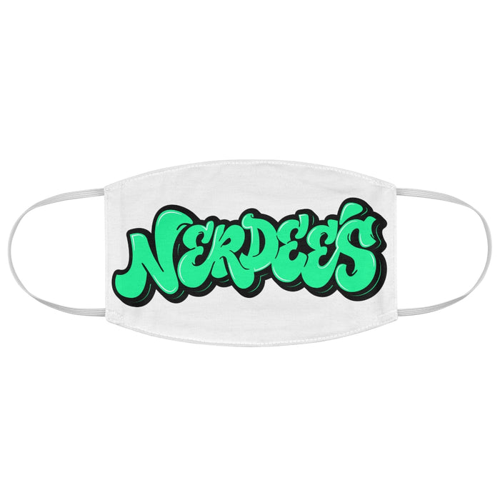 Nerdee's Original Green Graffiti Logo Fabric Face Mask - White