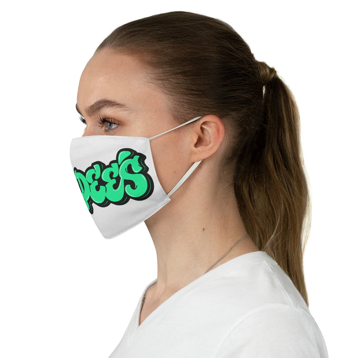 Nerdee's Original Green Graffiti Logo Fabric Face Mask - White