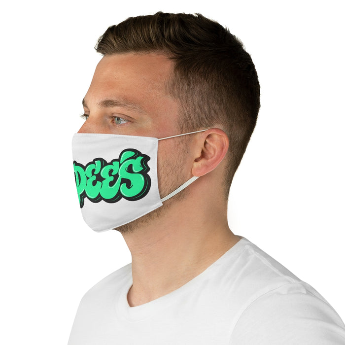 Nerdee's Original Green Graffiti Logo Fabric Face Mask - White