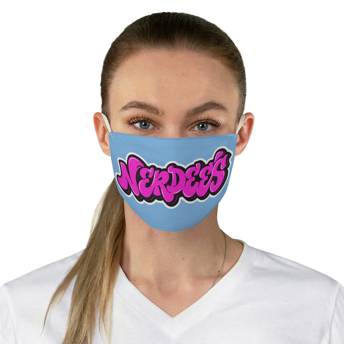 Nerdee's Original Pink Graffiti Logo Fabric Face Mask - LT Blue
