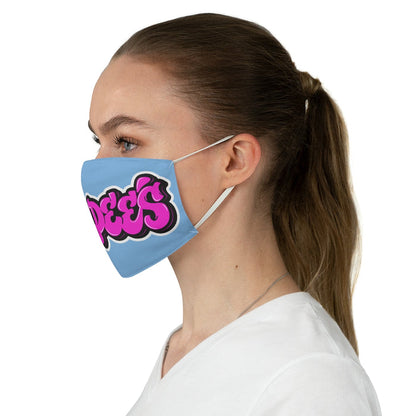 Nerdee's Original Pink Graffiti Logo Fabric Face Mask - LT Blue