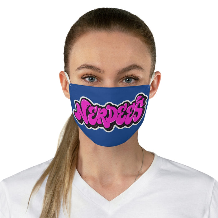 Nerdee's Original Pink Logo Fabric Face Mask - Blue