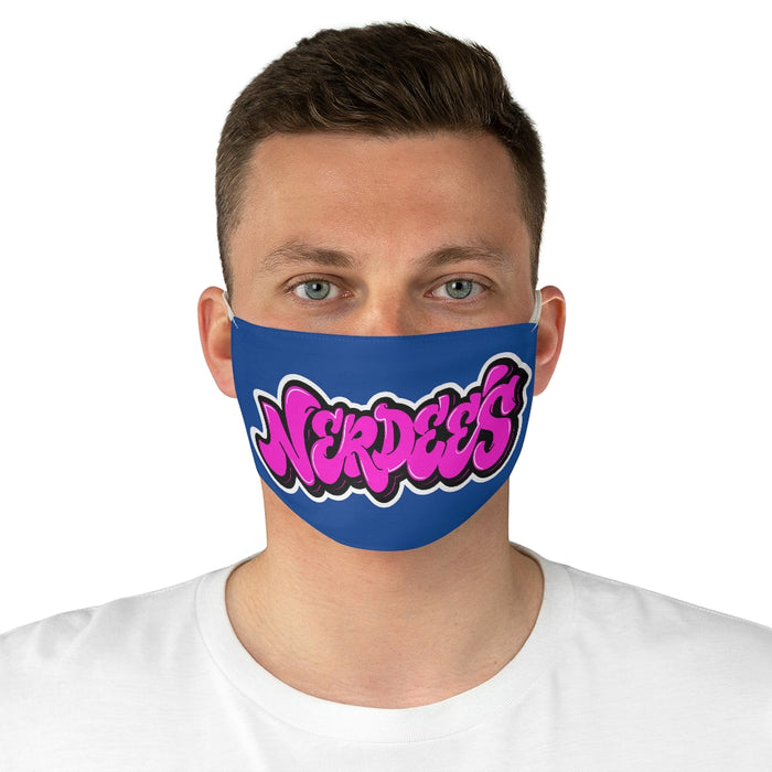 Nerdee's Original Pink Logo Fabric Face Mask - Blue