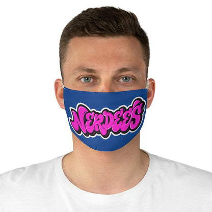 Nerdee's Original Pink Logo Fabric Face Mask - Blue