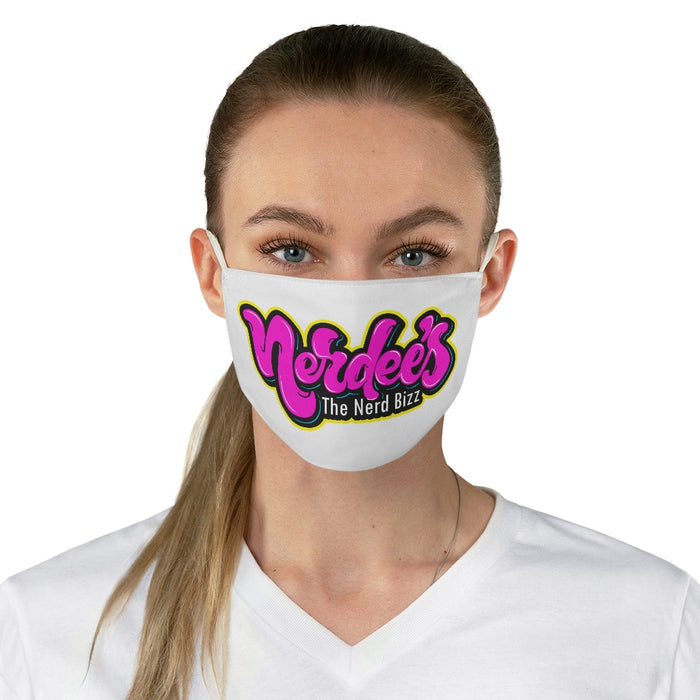 Nerdee's Pink Graffiti Logo Fabric Face Mask - White