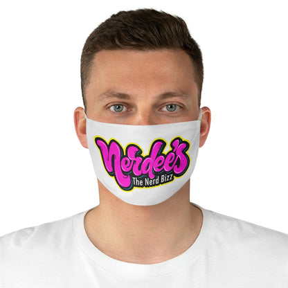 Nerdee's Pink Graffiti Logo Fabric Face Mask - White