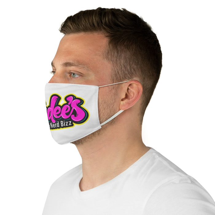 Nerdee's Pink Graffiti Logo Fabric Face Mask - White