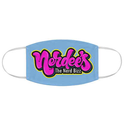 Nerdee's Pink Logo Fabric Face Mask - LT Blue