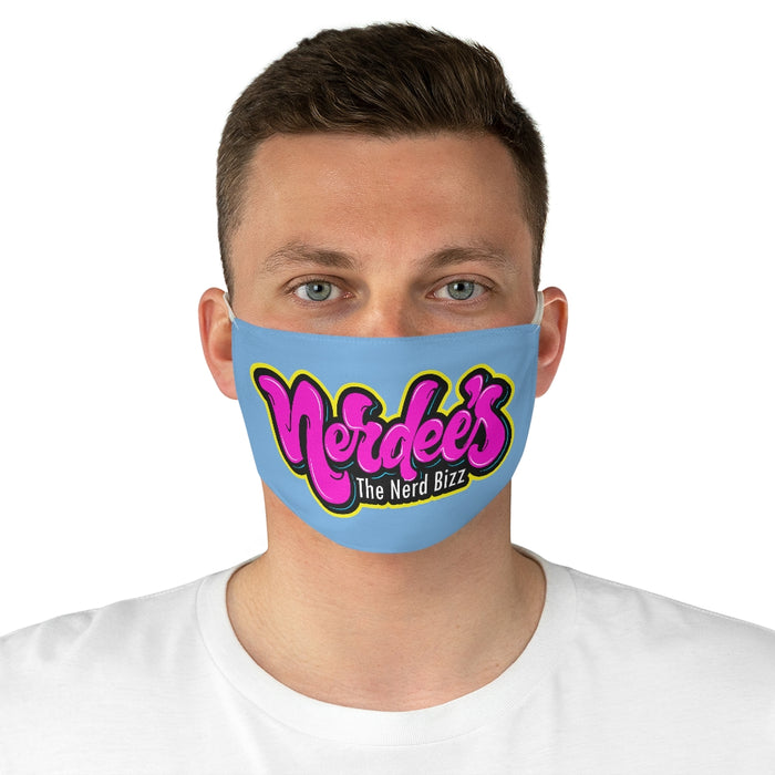 Nerdee's Pink Logo Fabric Face Mask - LT Blue