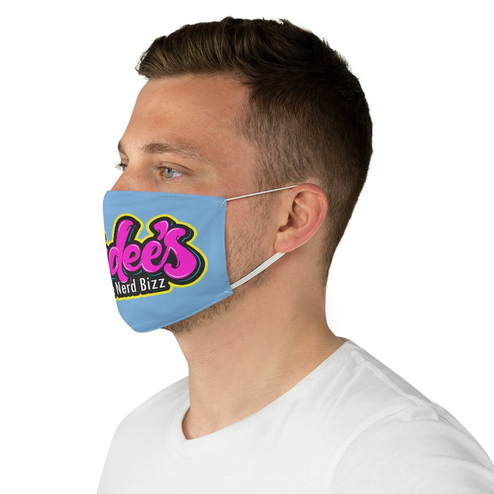 Nerdee's Pink Logo Fabric Face Mask - LT Blue
