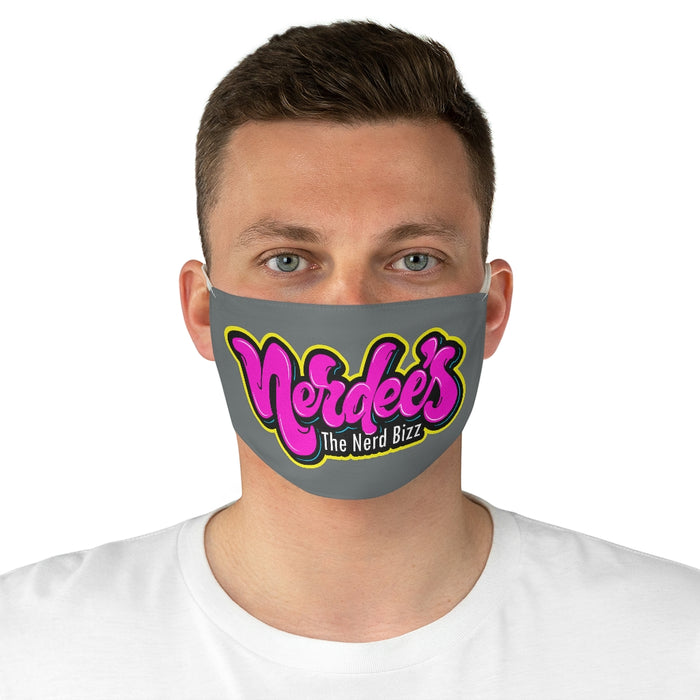 Nerdee's Pink Logo Fabric Face Mask - LT Gray