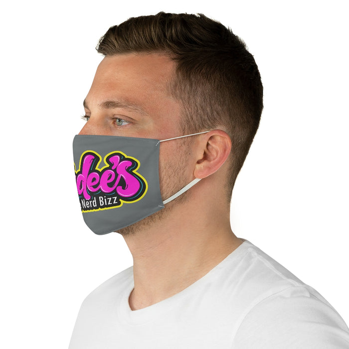Nerdee's Pink Logo Fabric Face Mask - LT Gray