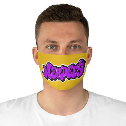 Nerdee's Purple Graffiti Logo Fabric Face Mask - Yellow