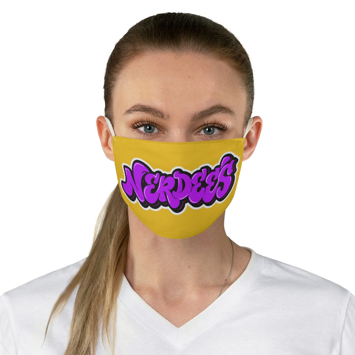 Nerdee's Purple Graffiti Logo Fabric Face Mask - Yellow