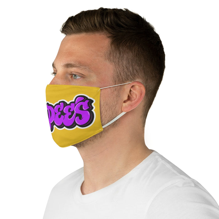 Nerdee's Purple Graffiti Logo Fabric Face Mask - Yellow