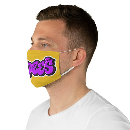 Nerdee's Purple Graffiti Logo Fabric Face Mask - Yellow