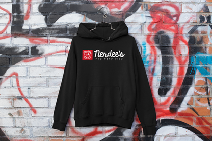 Nerdee's Red Banner Logo (WHT) - Unisex Hoodie