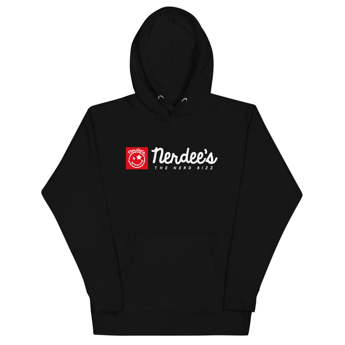 Nerdee's Red Banner Logo (WHT) - Unisex Hoodie