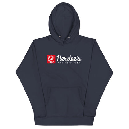 Nerdee's Red Banner Logo (WHT) - Unisex Hoodie