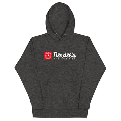 Nerdee's Red Banner Logo (WHT) - Unisex Hoodie