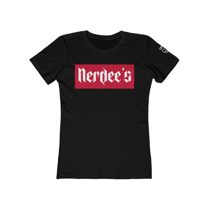 Nerdee's "Red Label" w/ sleeve Logo - Women's The Boyfriend Tee