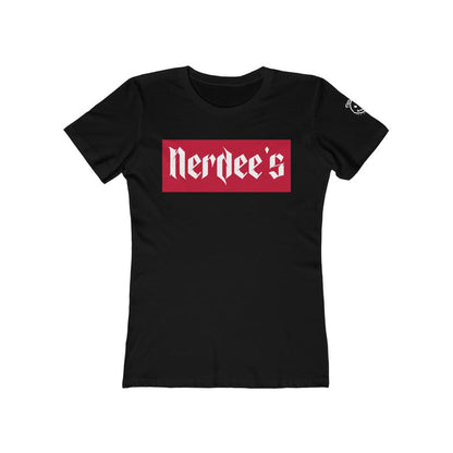 Nerdee's "Red Label" w/ sleeve Logo - Women's The Boyfriend Tee