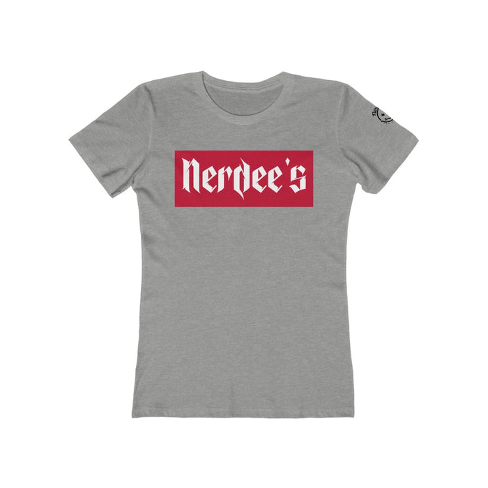 Nerdee's "Red Label" w/ sleeve Logo - Women's The Boyfriend Tee