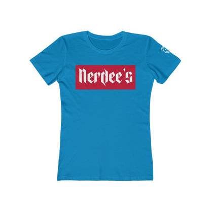 Nerdee's "Red Label" w/ sleeve Logo - Women's The Boyfriend Tee
