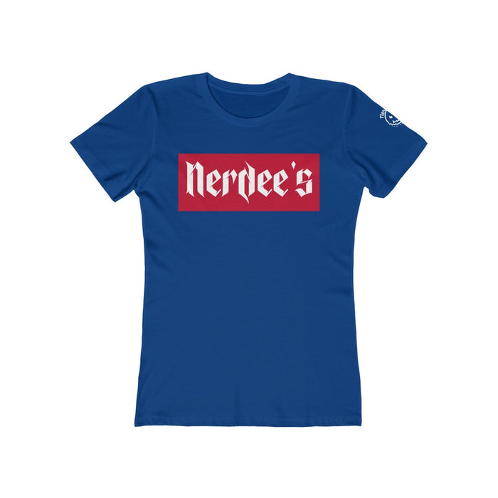 Nerdee's "Red Label" w/ sleeve Logo - Women's The Boyfriend Tee