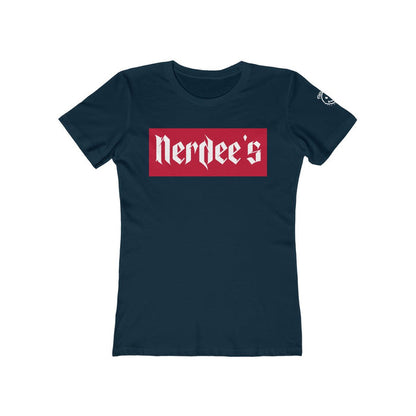 Nerdee's "Red Label" w/ sleeve Logo - Women's The Boyfriend Tee