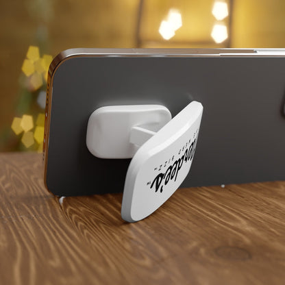Nerdee's Script Logo - Phone Click-On Grip - White