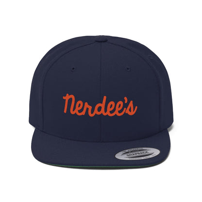 Nerdee's Script Logo (Orange) - Unisex Flat Bill Hat