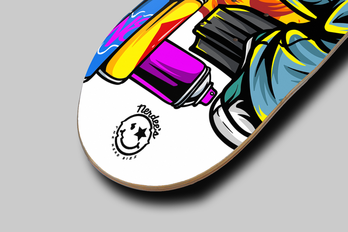 Nerdee's Skate Shop - "Explode" (WHT Design 01) - Skateboard Deck