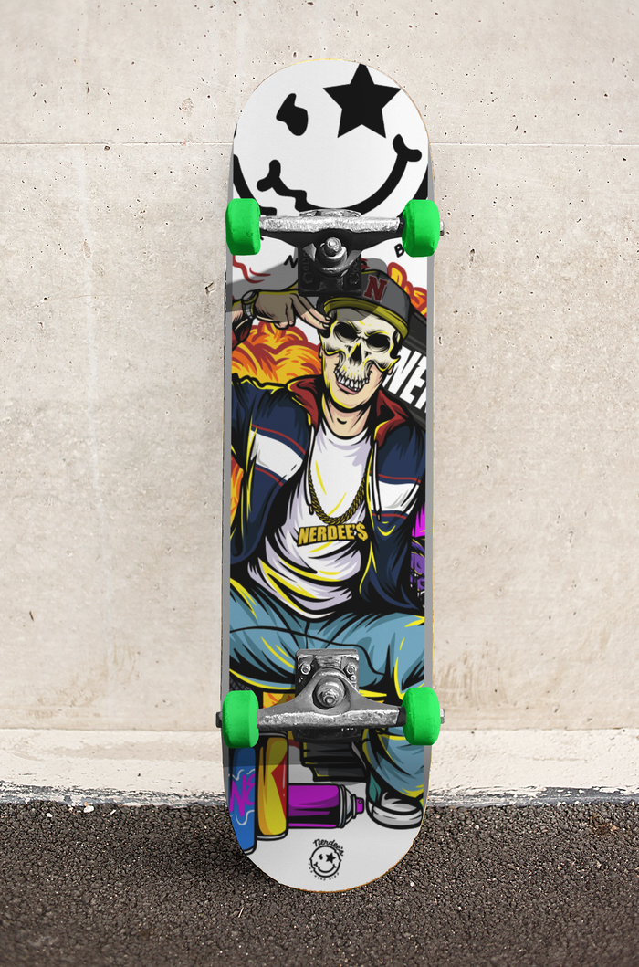 Nerdee's Skate Shop - "Explode" (WHT Design 01) - Skateboard Deck