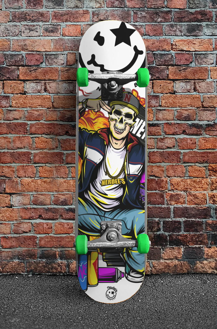 Nerdee's Skate Shop - "Explode" (WHT Design 01) - Skateboard Deck