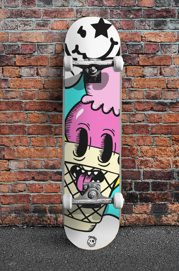 Nerdee's Skate Shop - "I-Scream" (WHT DESIGN 01) - Skateboard Deck