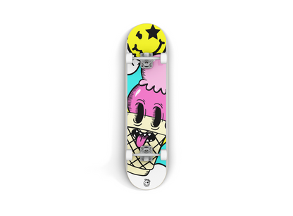 Nerdee's Skate Shop - "I-Scream" (WHT/YELL DESIGN 01) - Skateboard Deck