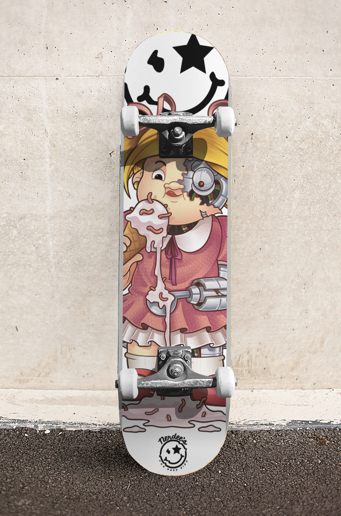 Nerdee's Skate Shop - Nerdee's World Cartoon Special Edition - "Merla" (WHT DESIGN 01) - Skateboard Deck