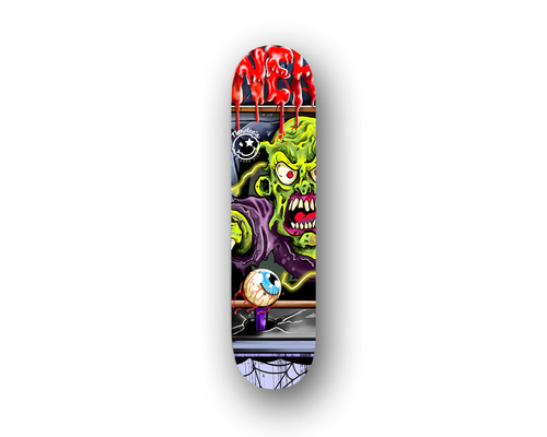 Nerdee's Skate Shop "Arcade Zombie" (zoomed-in) Skateboard Deck